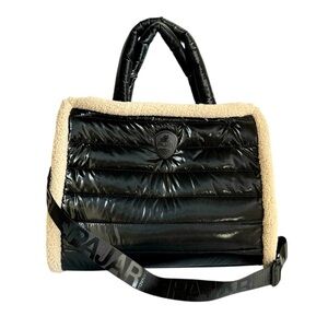 Pajar Shearling Puffy Tote Bag Black Purse Skiing Winter Aspen Travel Overnight